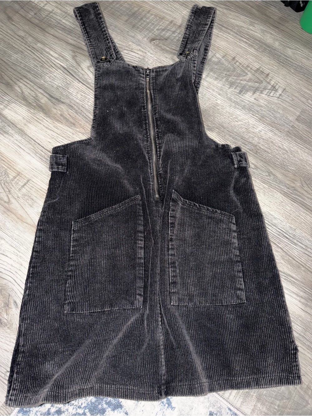 Corduroy Pinafore Dress in Charcoal Gray